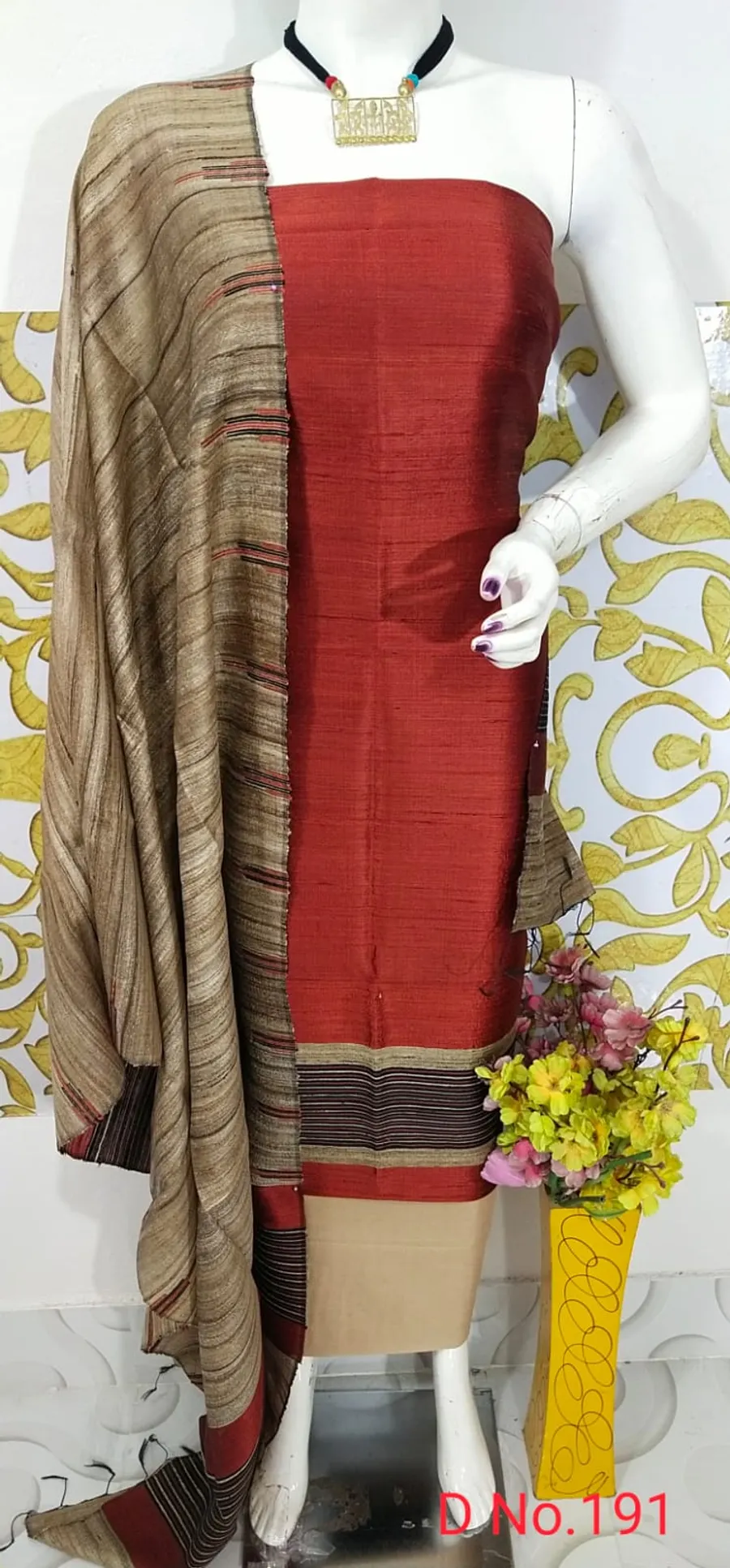 Elegant Tussar Dupion Salwar Suit
